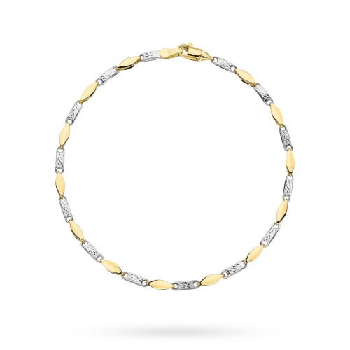 Bransoletka złota zdobiona diamentowaniem i rodowana