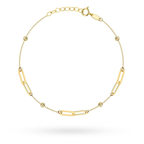 Bransoletka złota podwójne ogniwa i diamentowane kulki