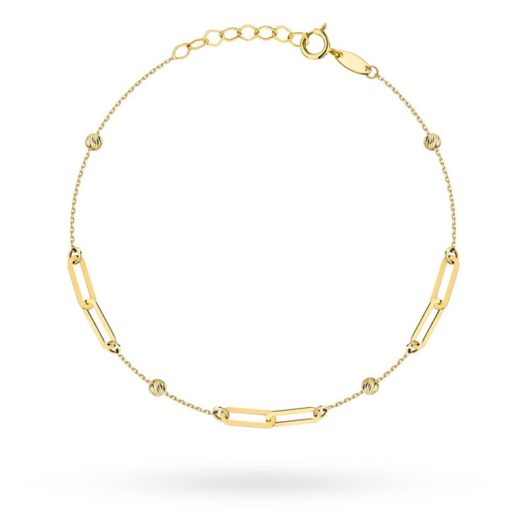 Bransoletka złota podwójne ogniwa i diamentowane kulki