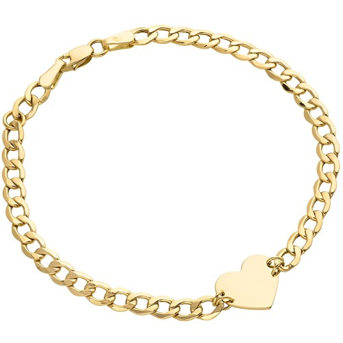 Złota pr.585 Bransoletka Płaskie Serce na Łańcuszku Pancerka - Złoto 585 .jpg