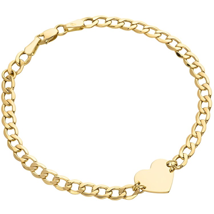 Złota pr.585 Bransoletka Płaskie Serce na Łańcuszku Pancerka - Złoto 585 .jpg
