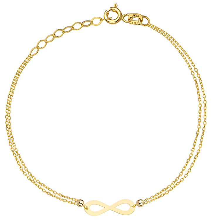Złota pr.585 Bransoletka Znak Nieskończoności na Podwójnym Łańcuszku - Złoto 585 .jpg