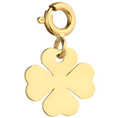 Złota pr. 585 Damska Zawieszka/Charms Pełna Złota Koniczynka - Na Prezent - Złoto 585.jpg