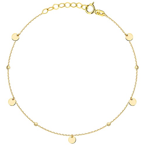 Złota pr.585 Bransoletka Pełne Kółka i Diamentowane Kulki - Złoto 585.jpg