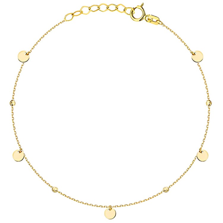 Złota pr.585 Bransoletka Pełne Kółka i Diamentowane Kulki - Złoto 585.jpg