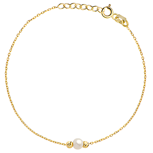 Złota pr.59 Bransoletka z Perłą i Diamentowanymi Kulkami - Złoto 585.png