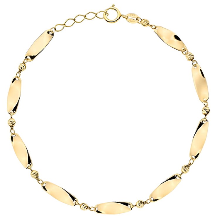 Złota pr.585 Bransoletka Skręcone Blaszki i Diamentowane Kulki - Złoto 585.jpg