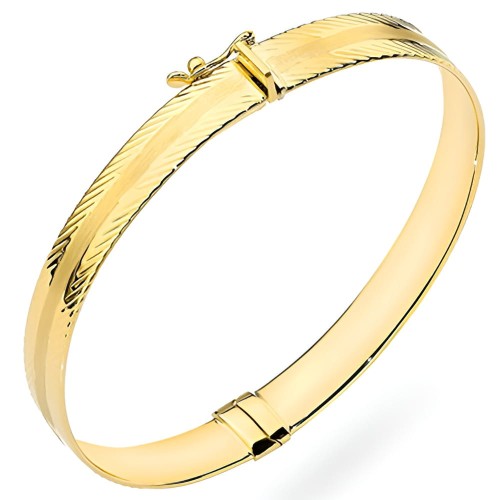 Złota pr.585 Bransoletka Sztywna Satynowa Zdobiona Diamentowanymi Brzegami - Złoto 585.jpg