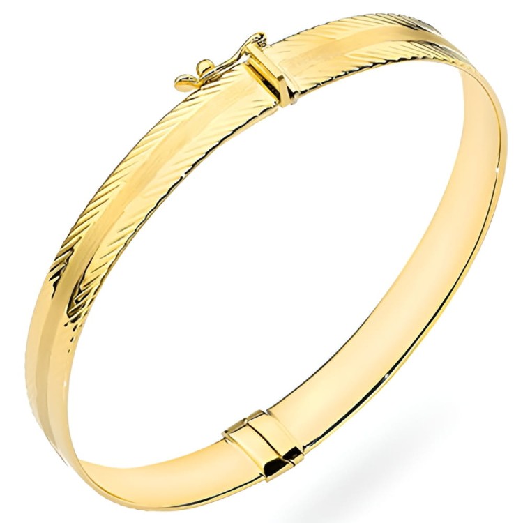 Złota pr.585 Bransoletka Sztywna Satynowa Zdobiona Diamentowanymi Brzegami - Złoto 585.jpg