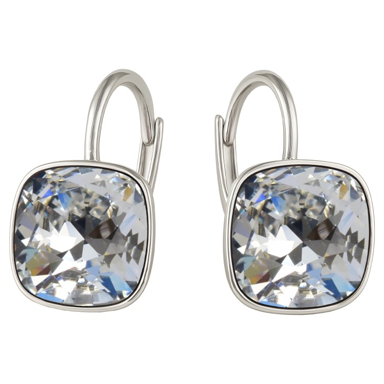 Srebrne Damskie Kolczyki Square z Markowymi Kryształami Cyrkoniami - Crystal - Srebro 925.jpg