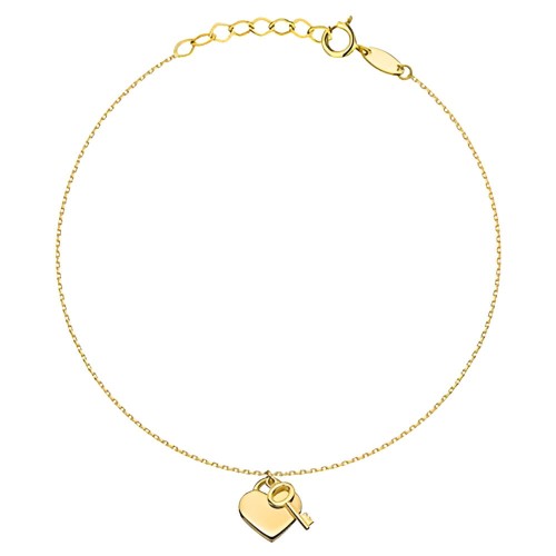 Złota pr.585 Bransoletka Serce i Kluczyk - Złoto 585 .jpg