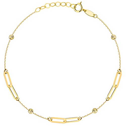 Złota pr.585 Bransoletka Podwójne Ogniwa i Diamentowane Kulki - Złoto 585.jpg