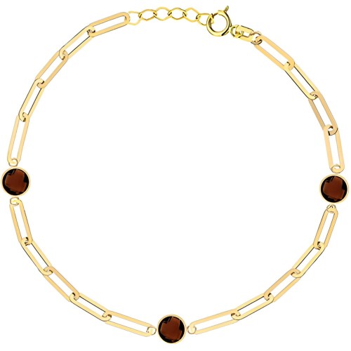 Złota pr.585 Bransoletka Ogniwa i Elementy z Brązowego Kwarcu - Złoto 585.jpg