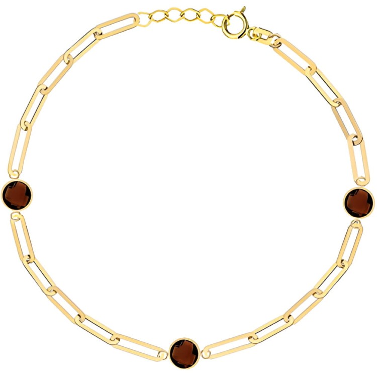 Złota pr.585 Bransoletka Ogniwa i Elementy z Brązowego Kwarcu - Złoto 585.jpg