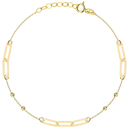 Złota pr.585 Bransoletka Splecione Ogniwa i Diamentowane Kulki - Złoto 585.jpg