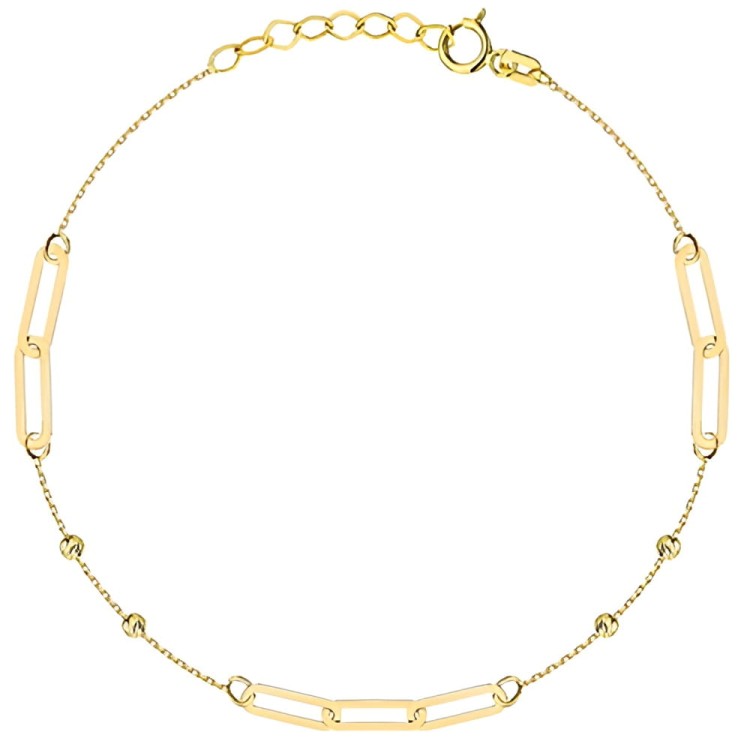 Złota pr.585 Bransoletka Splecione Ogniwa i Diamentowane Kulki - Złoto 585.jpg