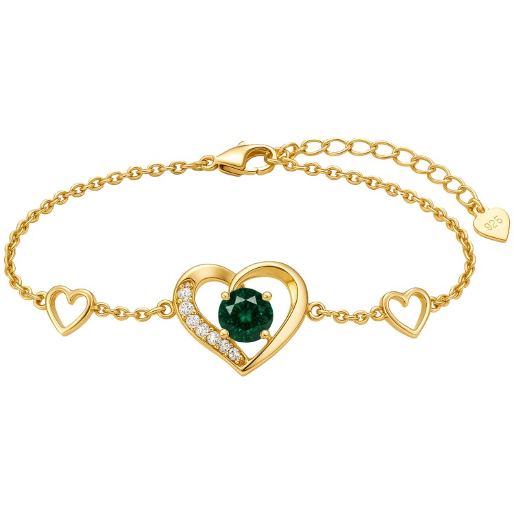 Srebrna Bransoletka 925 Pozłacana 24K z Intensywnym Kryształem Emerald.jpg