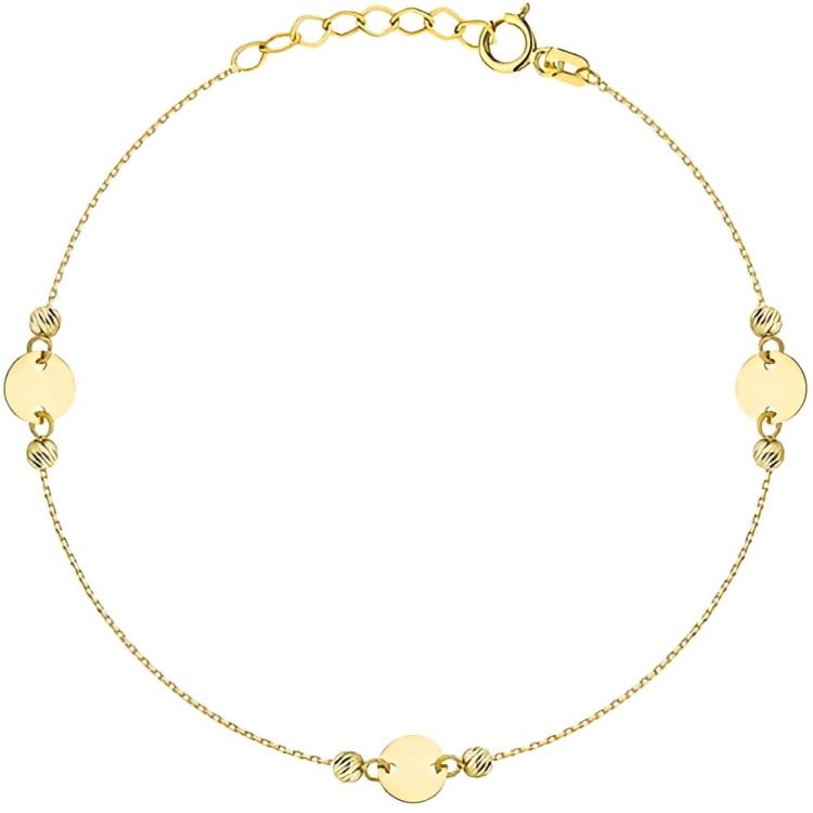 Złota pr.585 Bransoletka Pełne Kółeczka i Diamentowane Kulki - Złoto 585.jpg