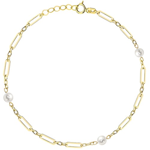 Złota pr.585 Bransoletka Delikatne Długie Ogniwa i Perły - Złoto 585.jpg