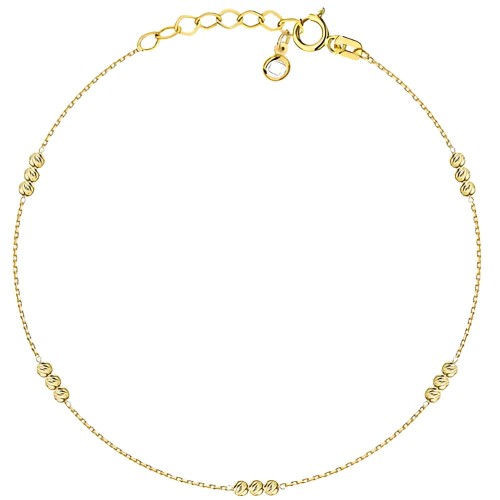 Złota pr.585 Bransoletka na Nogę Potrójne Diamentowane Kulki - Złoto 585.jpg