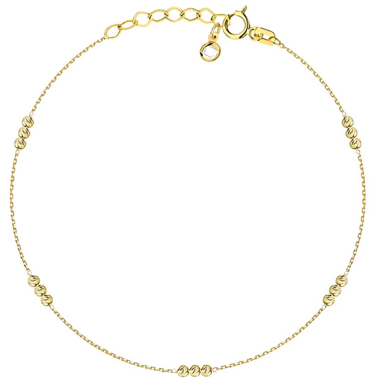 Złota pr.585 Bransoletka na Nogę Potrójne Diamentowane Kulki - Złoto 585.jpg