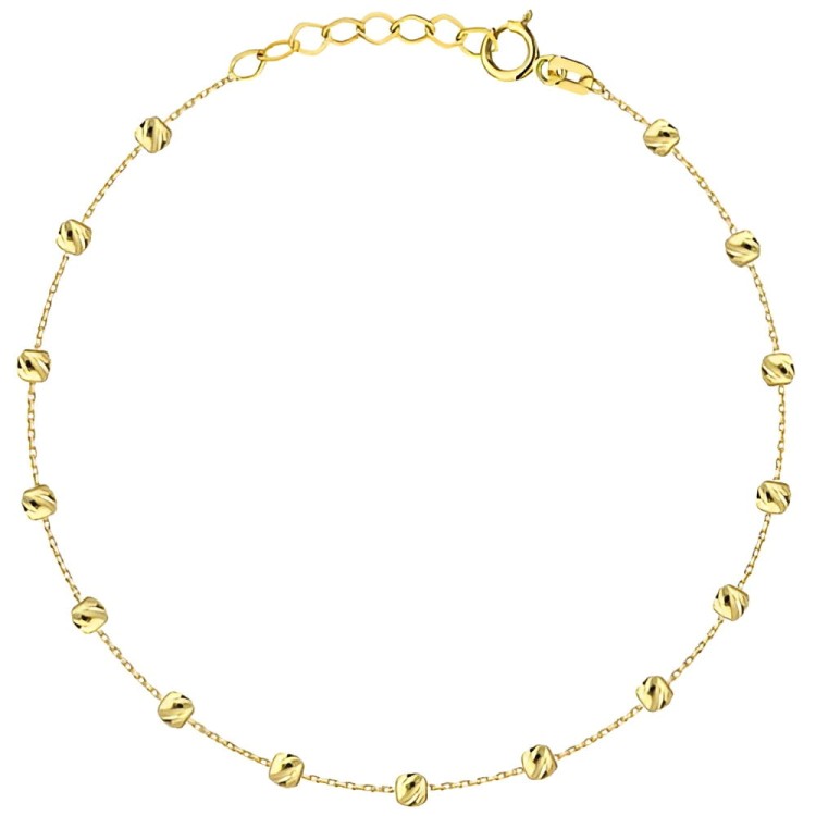 Złota pr.585 Bransoletka na Nogę Diamentowane Kulki - Złoto 585.jpg