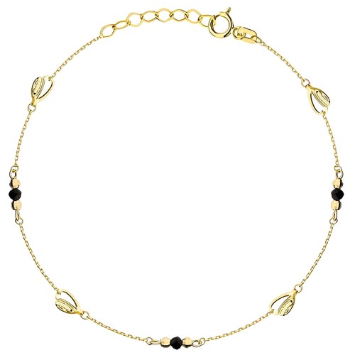 Złota Bransoletka z Czarnymi Kamieniami i Kulkami Party - Złoto 585.jpg