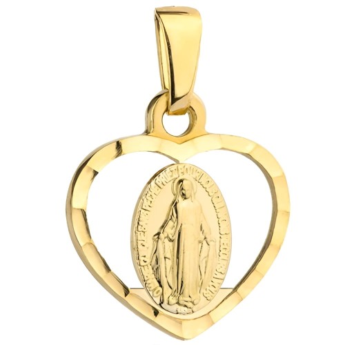 Złoty Medalik Cudowny w Diamentowanym Sercu - Złoto 585.jpg
