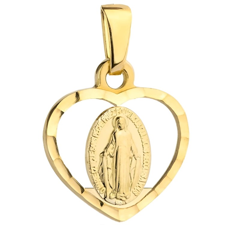 Złoty Medalik Cudowny w Diamentowanym Sercu - Złoto 585.jpg