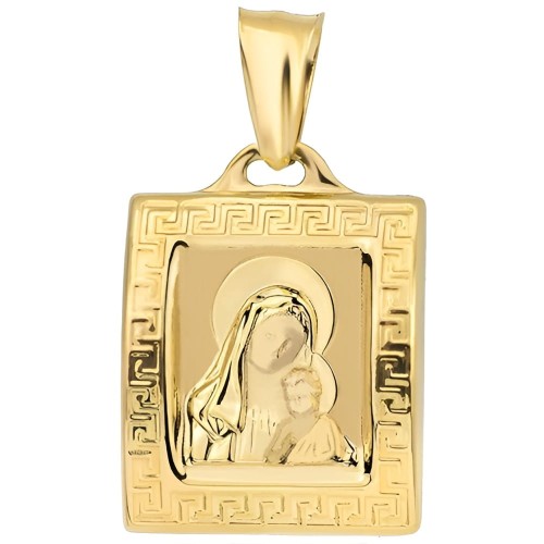 Złoty Medalik Prostokątny Matka Boska w Obrazie - Złoto 585.jpg