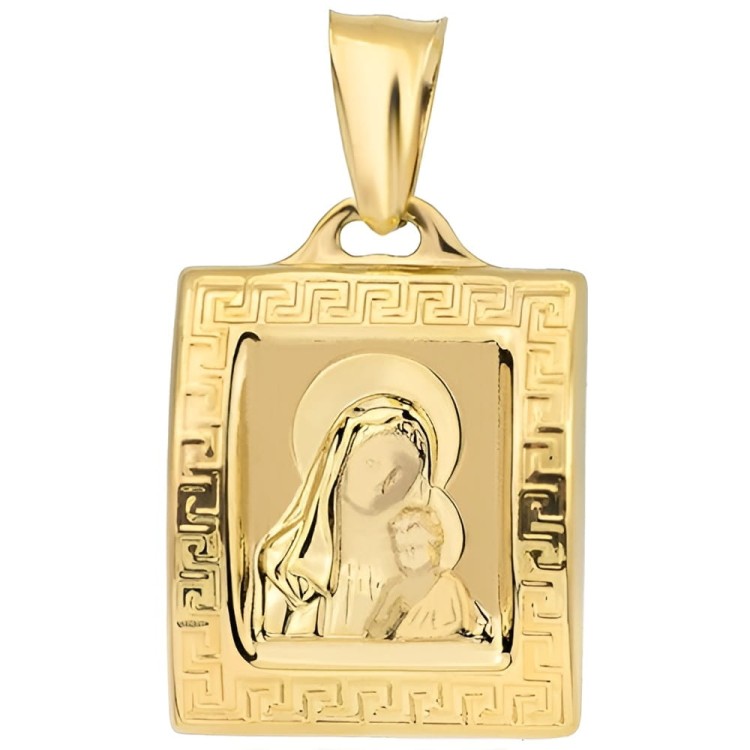 Złoty Medalik Prostokątny Matka Boska w Obrazie - Złoto 585.jpg