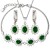 Zestaw Srebrnej Biżuterii Damskiej – Kolczyki Naszyjnik i Bransoletka ze Szmaragdowymi Kryształami.jpg