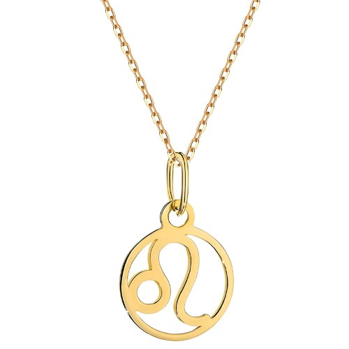 Złoto 585 Znak Zodiaku Lew - Złoty Naszyjnik Zawieszka z Łańcuszkiem Splot Ankier na Prezent .jpg