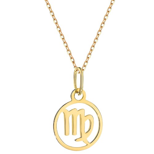 Złoto 585 Znak Zodiaku Panna - Złoty Naszyjnik Zawieszka z Łańcuszkiem Splot Ankier Idealny pomysł na Prezent.jpg