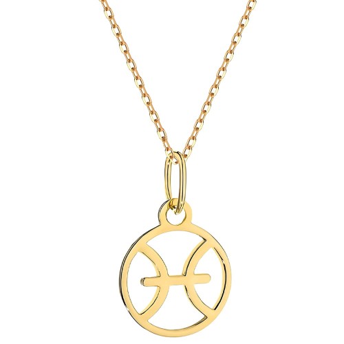 Złoto 585 Znak Zodiaku Ryby - Złoty Zestaw Naszyjnik Zawieszka z Łańcuszek.jpg