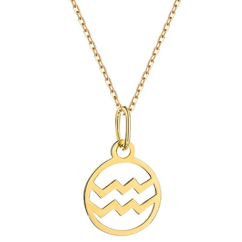 Złoty naszyjnik zodiakalny Wodnik – zawieszka + łańcuszek Złoto 585 na prezent .jpg