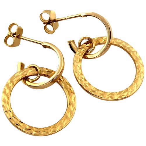 Złote Kolczyki 375 (Wkrętki 9K) – Diamentowane Koła, Żółte Złoto, Zapięcie Sztyft.jpg