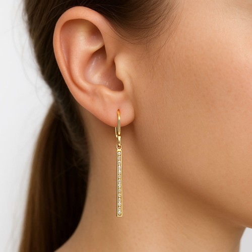 Złote Kolczyki 375 Wiszące Z Cyrkoniami Mikro Pave – Żółte Złoto 9K.jpg