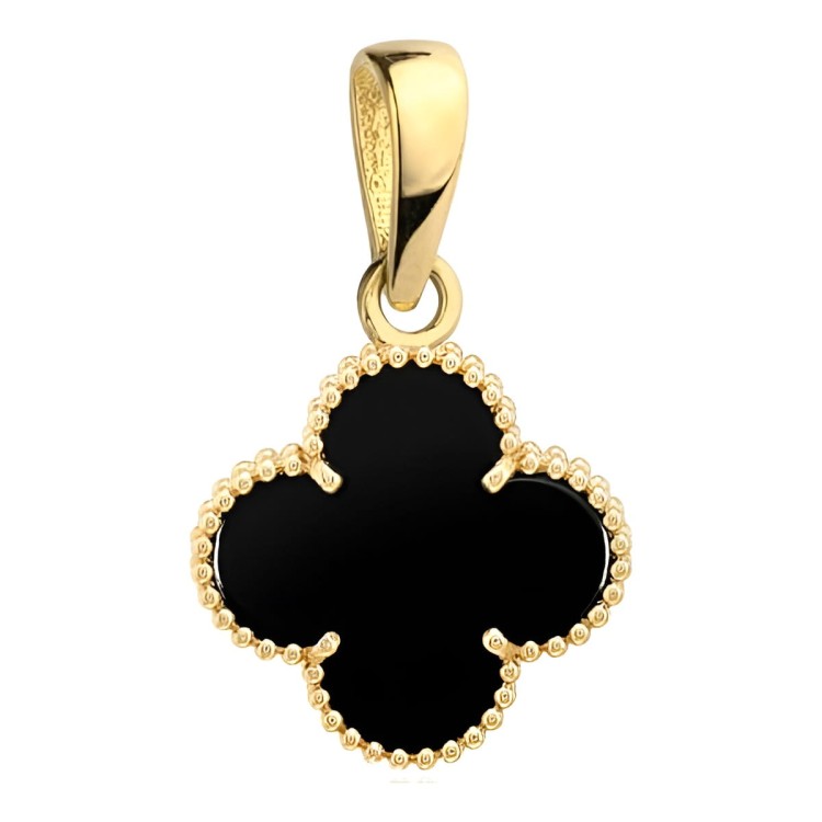 Złota Zawieszka z Czarną Koniczynką Onyks 6mm - Złoto 585.jpg