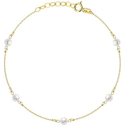Złota Bransoletka z Pięcioma Perłami na Łańcuszku - Zloto 585.jpg