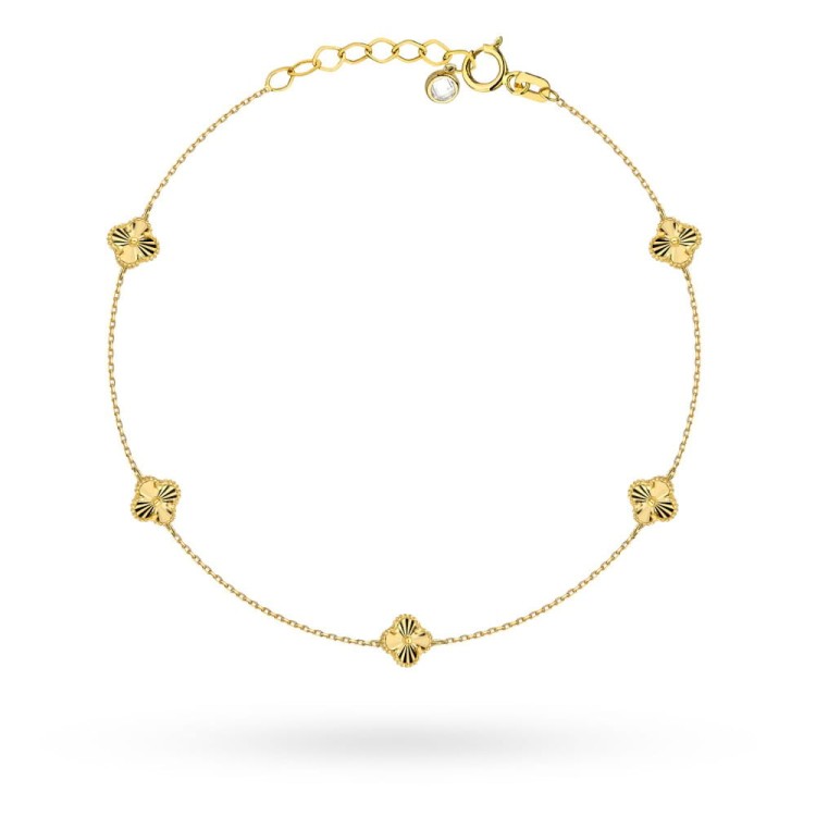 Bransoletka złota z małymi diamentowanymi koniczynkami