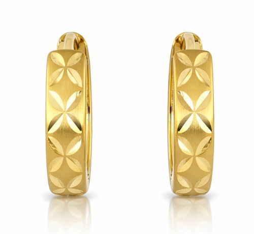 Kolczyki Obręcze ze Złota próby 375 z Dekoracyjnym Grawerowanym Wzorem.jpg