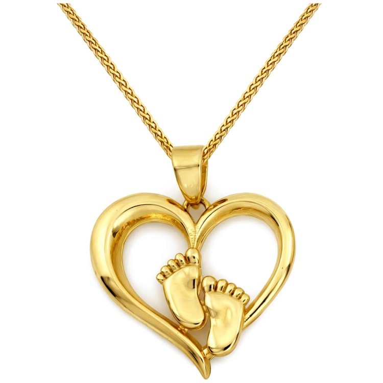 Złoto 375 – naszyjnik serce ze stópkami | Biżuteria dla mamy.jpg