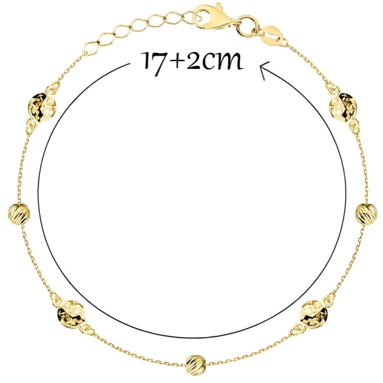 Bransoletka Złota 585 z Diamentowanymi Kółeczkami i Kulkami.jpg