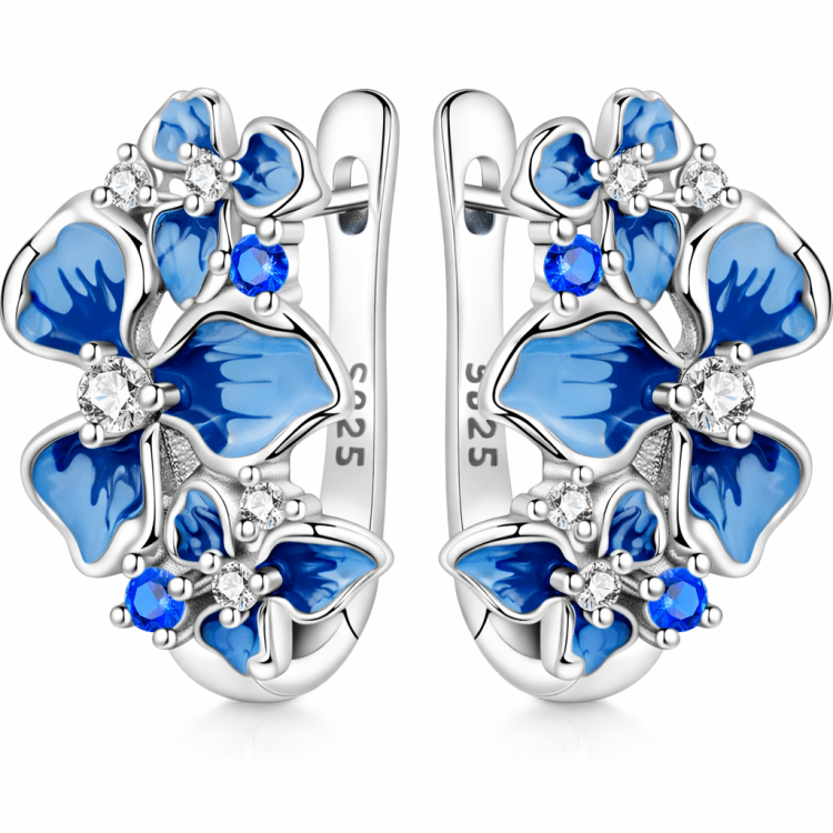 Kolczyki Srebrne 925 Kwiaty Niebieskie Cyrkonie | Mennica Świdnicka.png