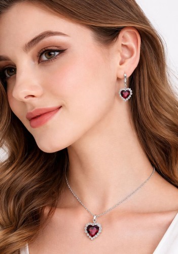 Komplet Srebrny 925 z Rubinowymi Sercami – Kolczyki i Naszyjnik.jpg