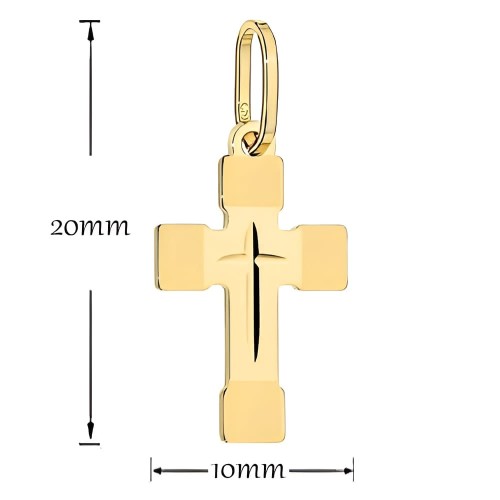 Krzyżyk Złoty próby 585 Żłobiony z Ozdobnymi Ramionami.jpg