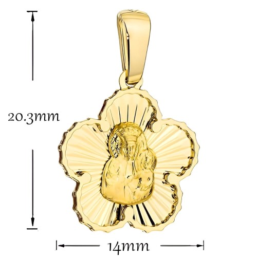Złoty Medalik Matka Boska Częstochowska – Diamentowany Kwiatek, Złoto 585 .jpg
