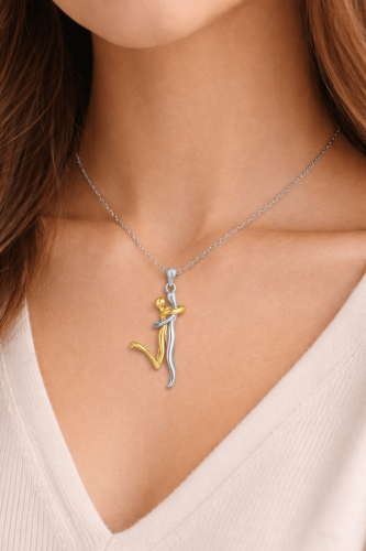 Naszyjnik Srebrny 925 Zakochana Para Splecione Postacie na Łańcuszku Ankier.png