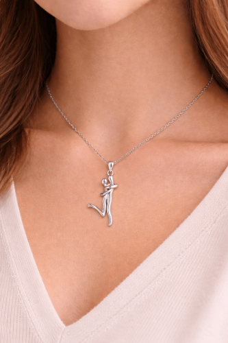 Naszyjnik Srebrny 925 Splecione Postacie Symbol Miłości Zawieszka na Łańcuszku.png